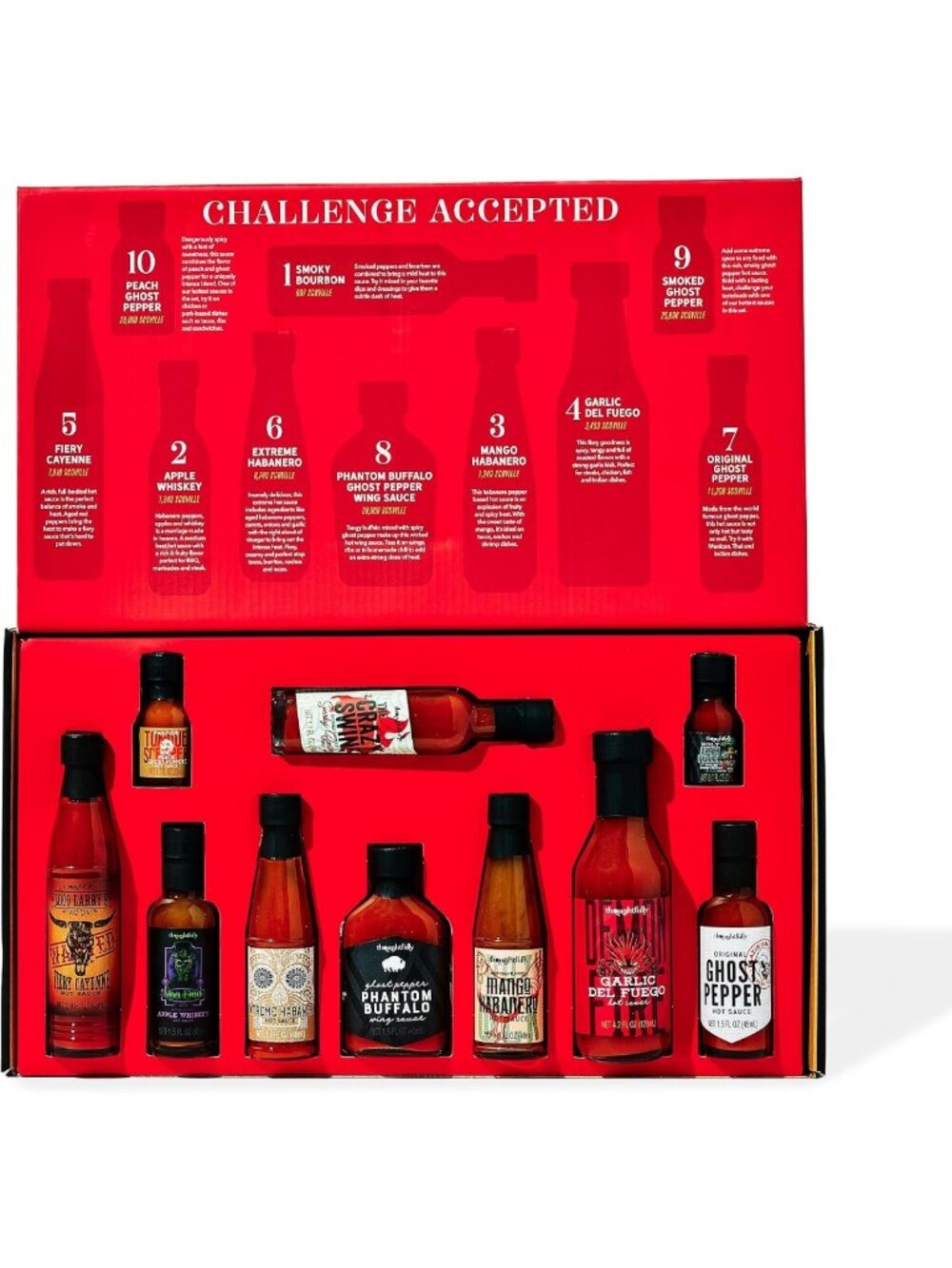 Spicy Hot Sauce Challenge Gift Set - 10 Variety Pack from Mild to Extreme